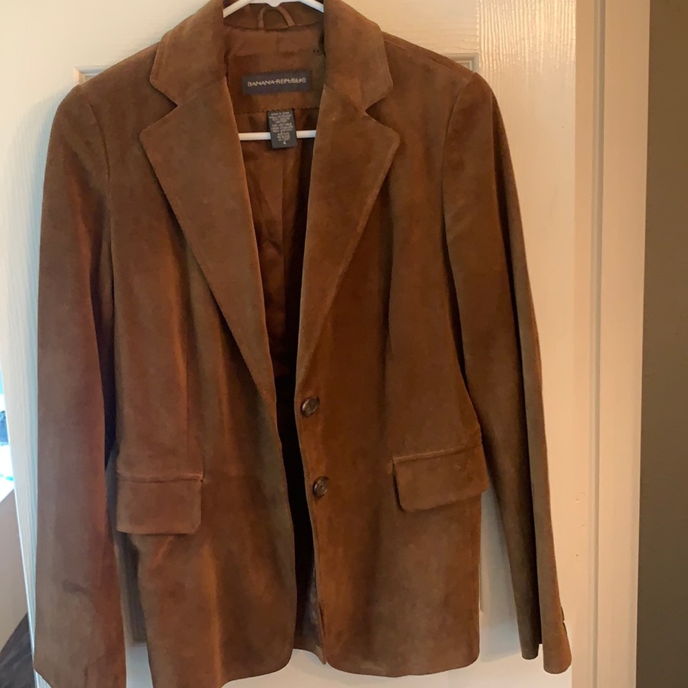 brown leather banana republic jacket